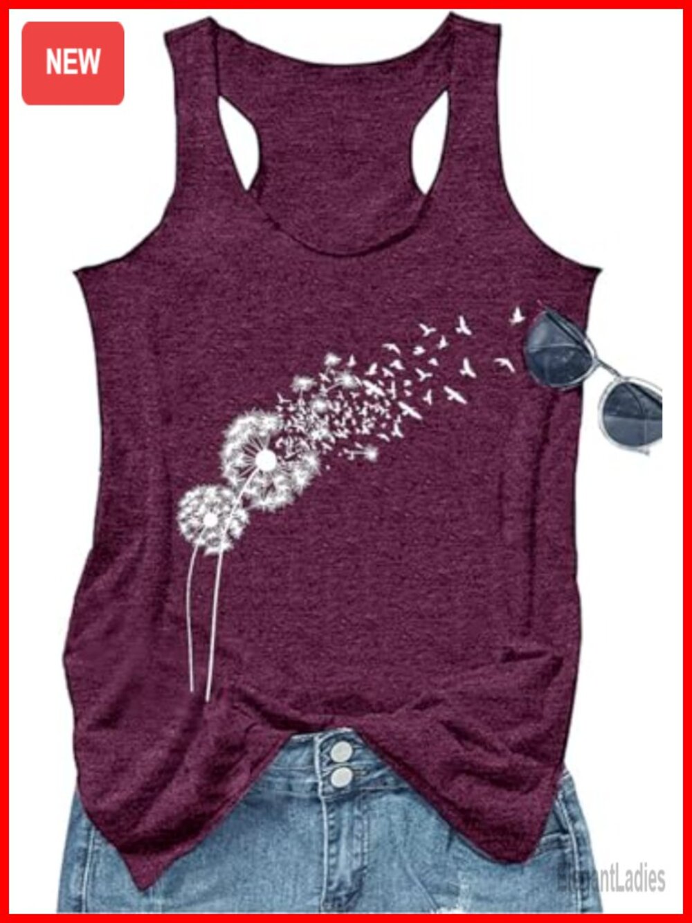 Boho Floral Racerback Tank Top Women Sleeveless Graphic Summer Casual